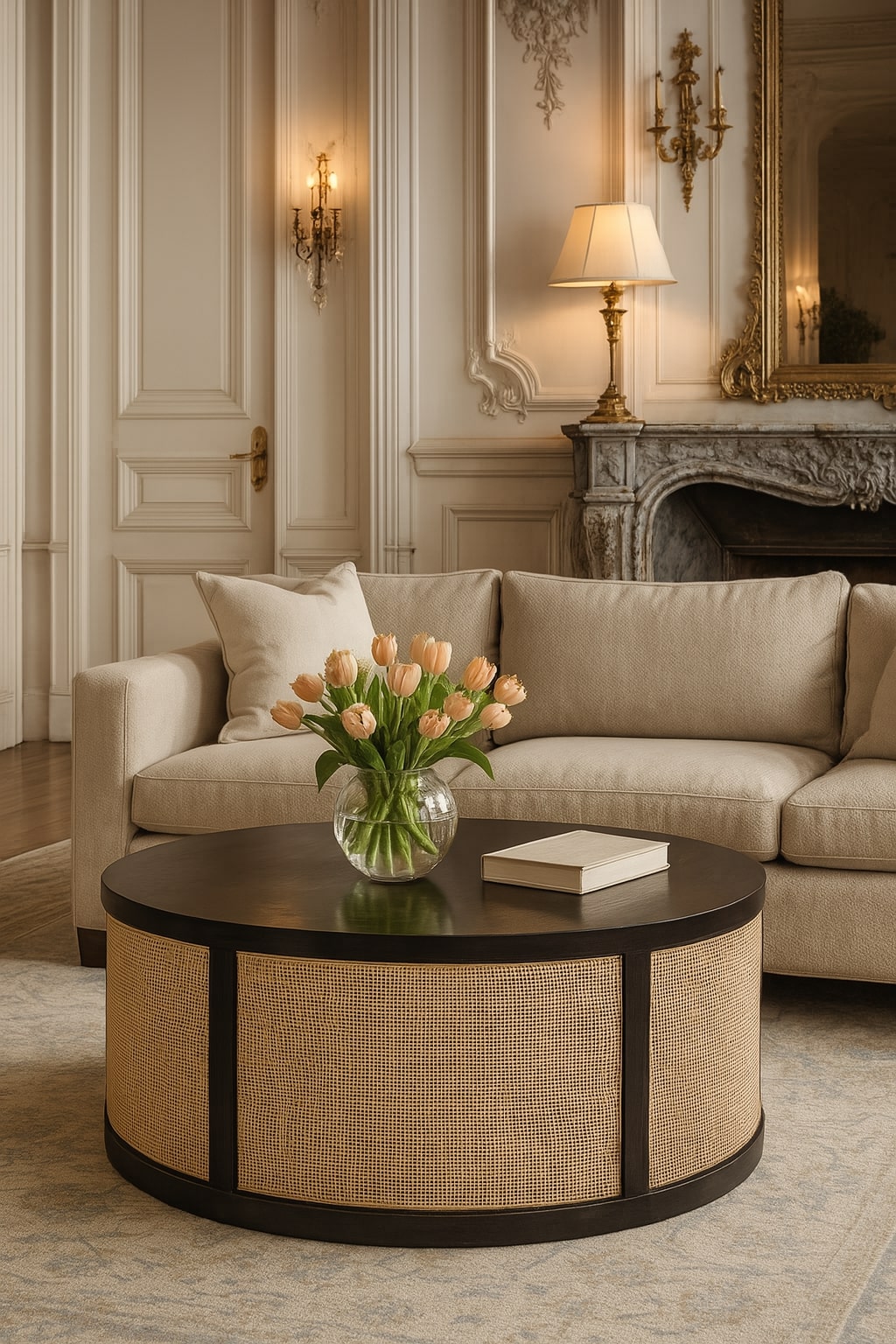 Monaco Round Rattan Centerpiece Storage Bench