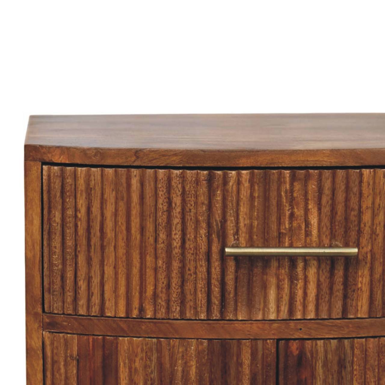 Solid Wood Curved Ribbed Bedside with Drawer Bedside