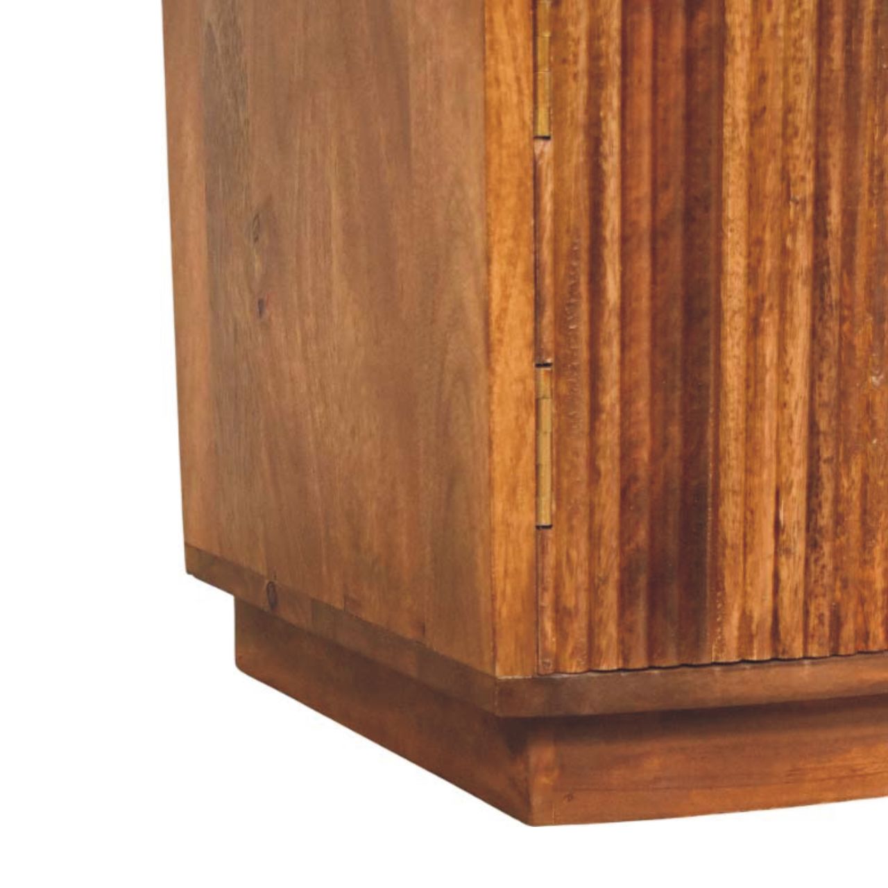 Solid Wood Curved Ribbed Bedside with Drawer Bedside
