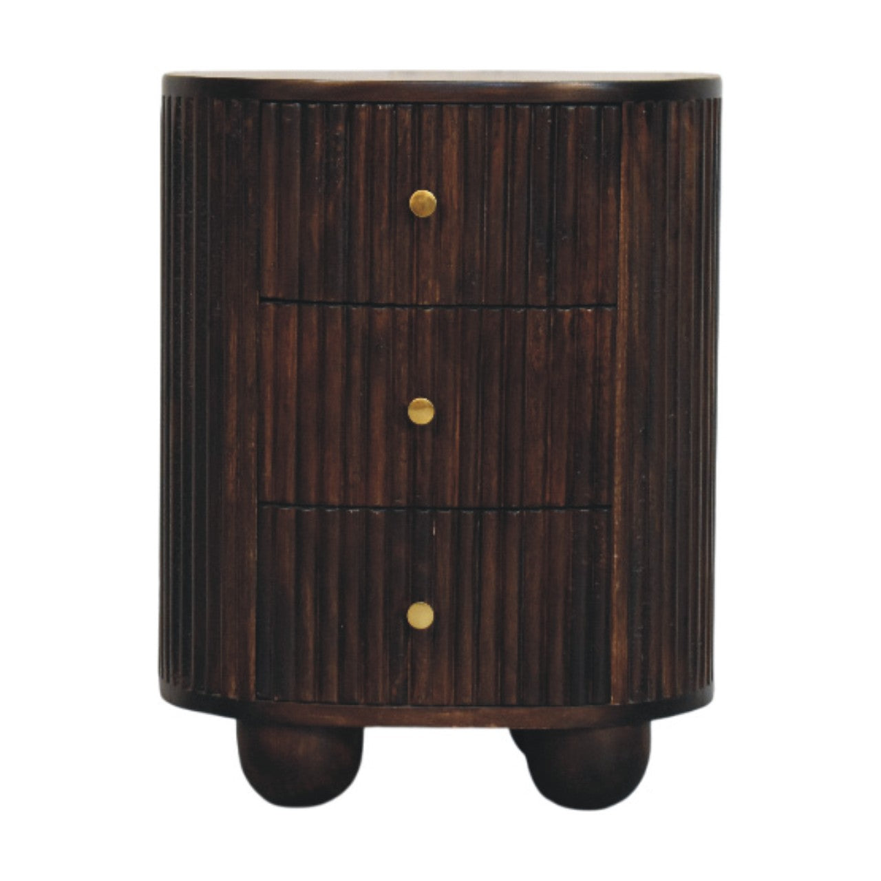 Curved Fluted 3-Drawer Bedside Table