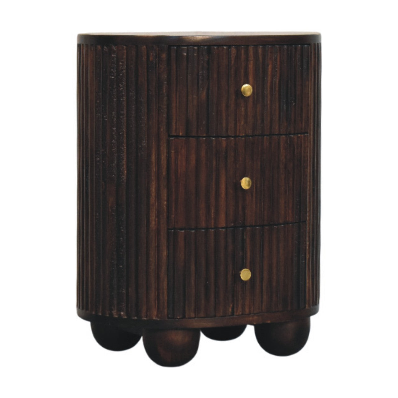 Curved Fluted 3-Drawer Bedside Table