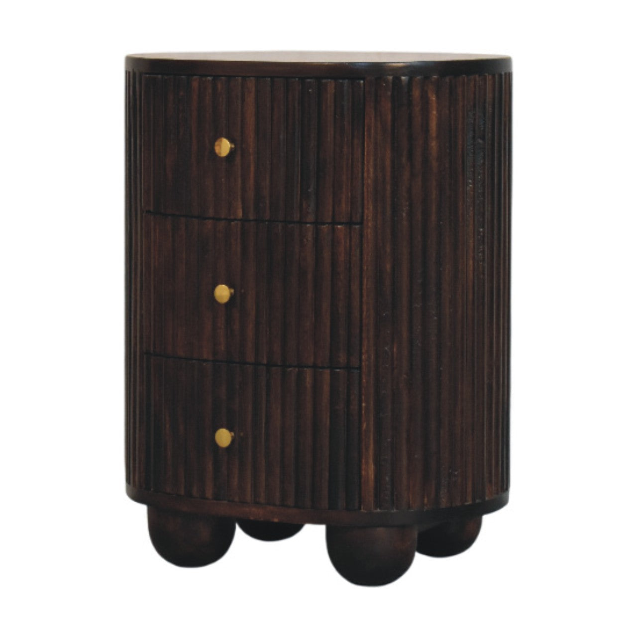 Curved Fluted 3-Drawer Bedside Table