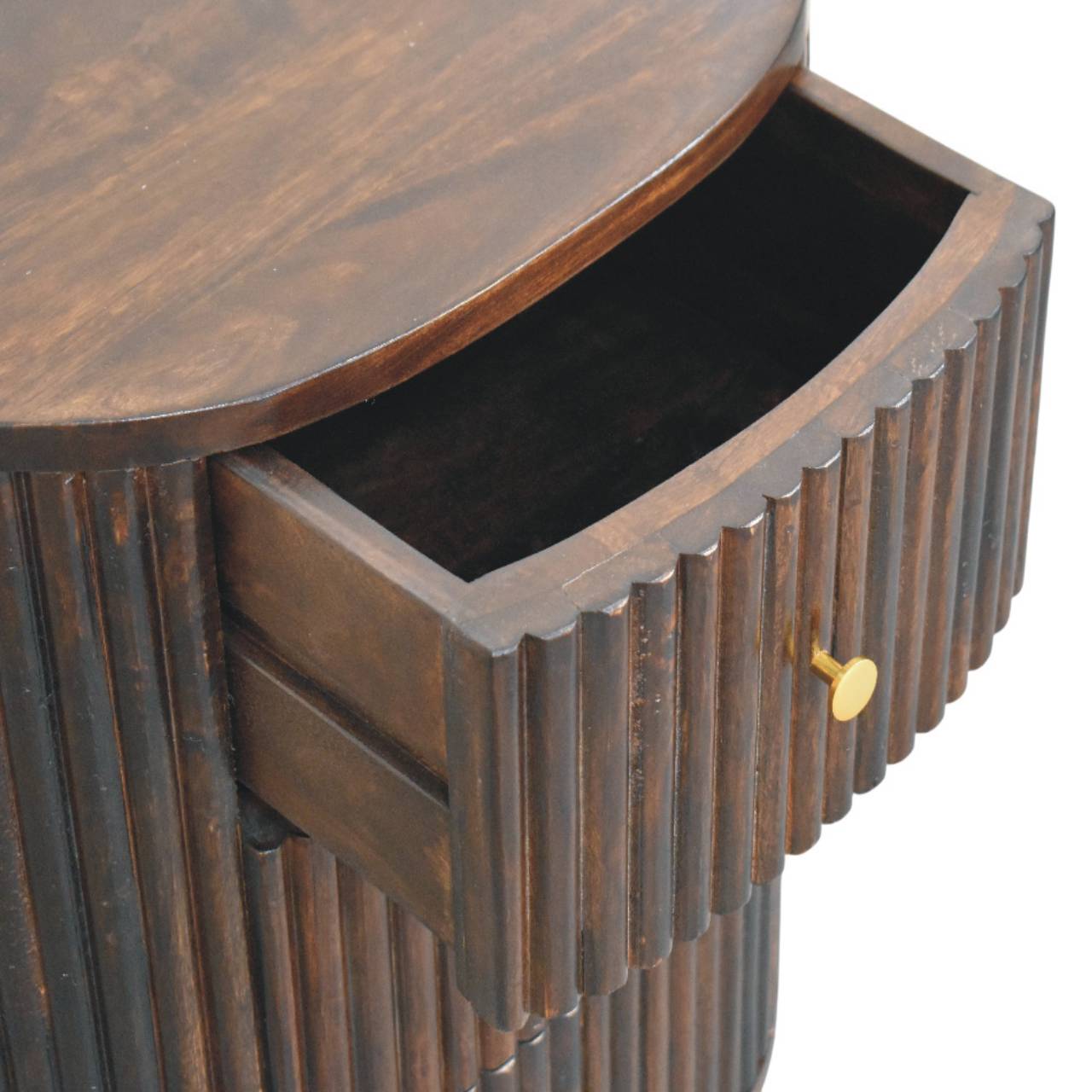Curved Fluted 3-Drawer Bedside Table