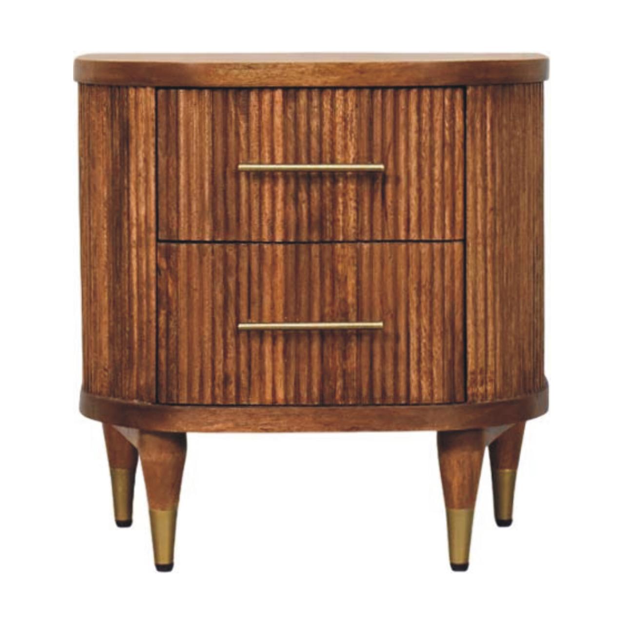 Ribbed Bedside with Brass Accents Bedside Table