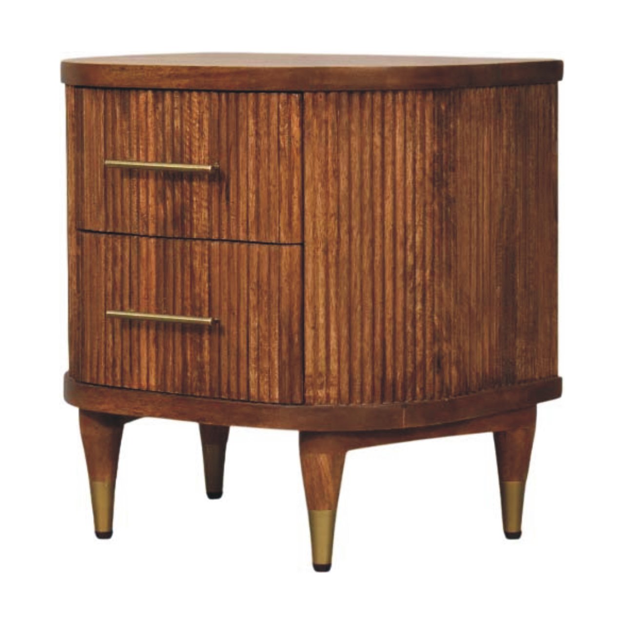 Ribbed Bedside with Brass Accents Bedside Table