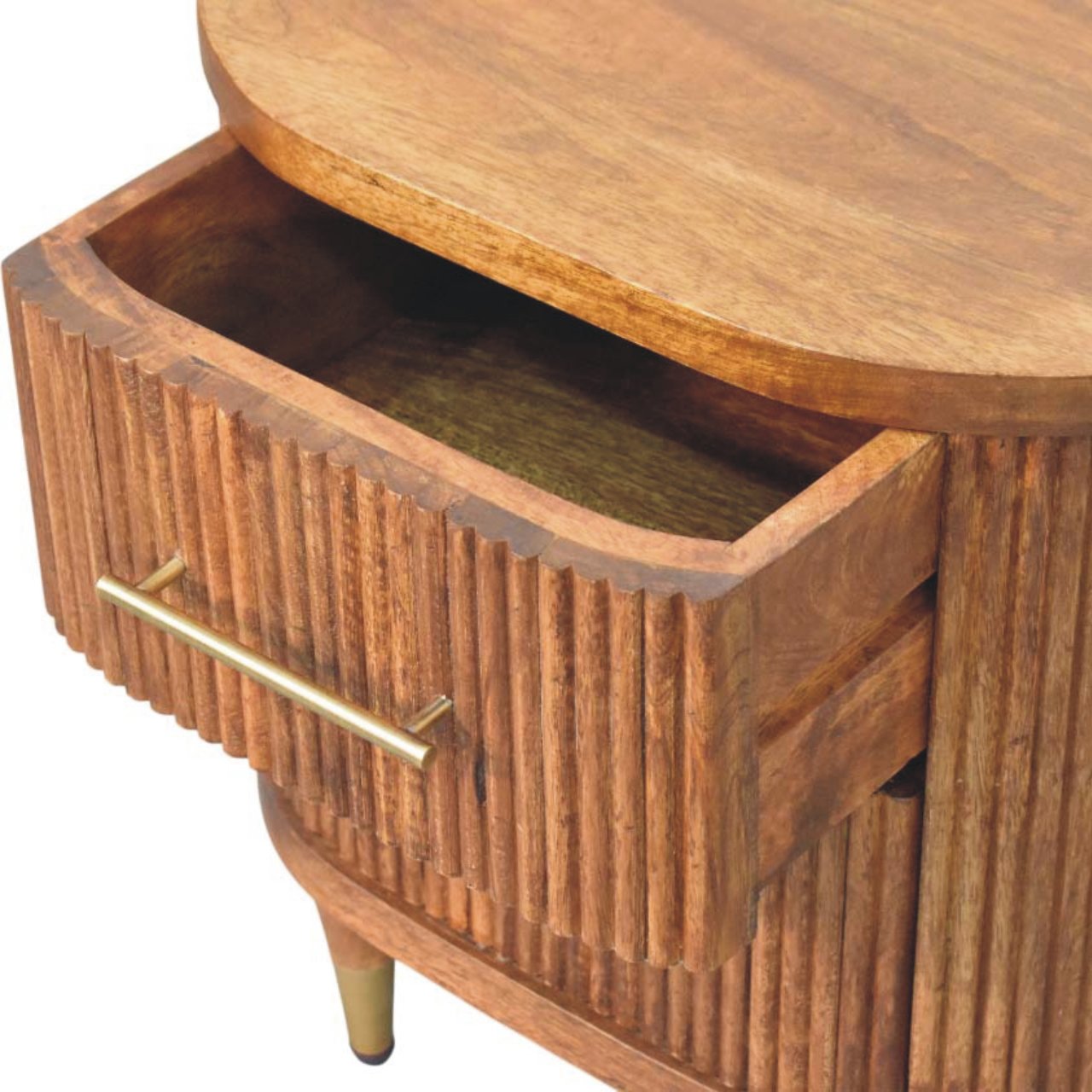 Ribbed Bedside with Brass Accents Bedside Table