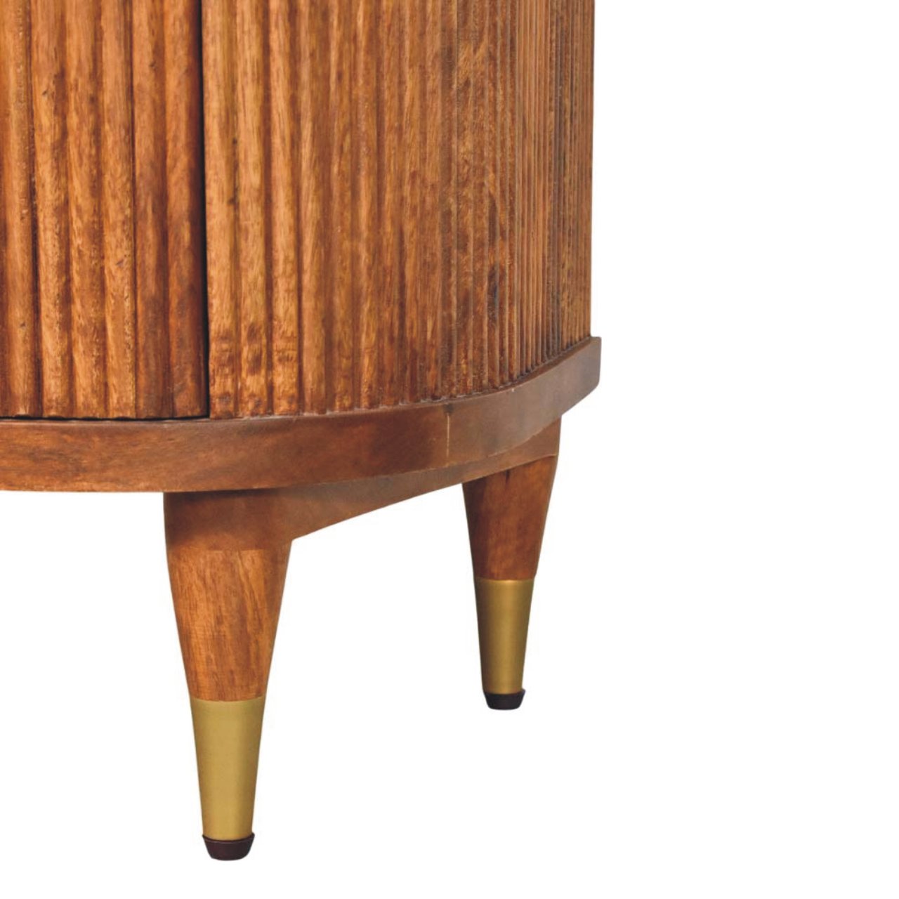 Ribbed Bedside with Brass Accents Bedside Table