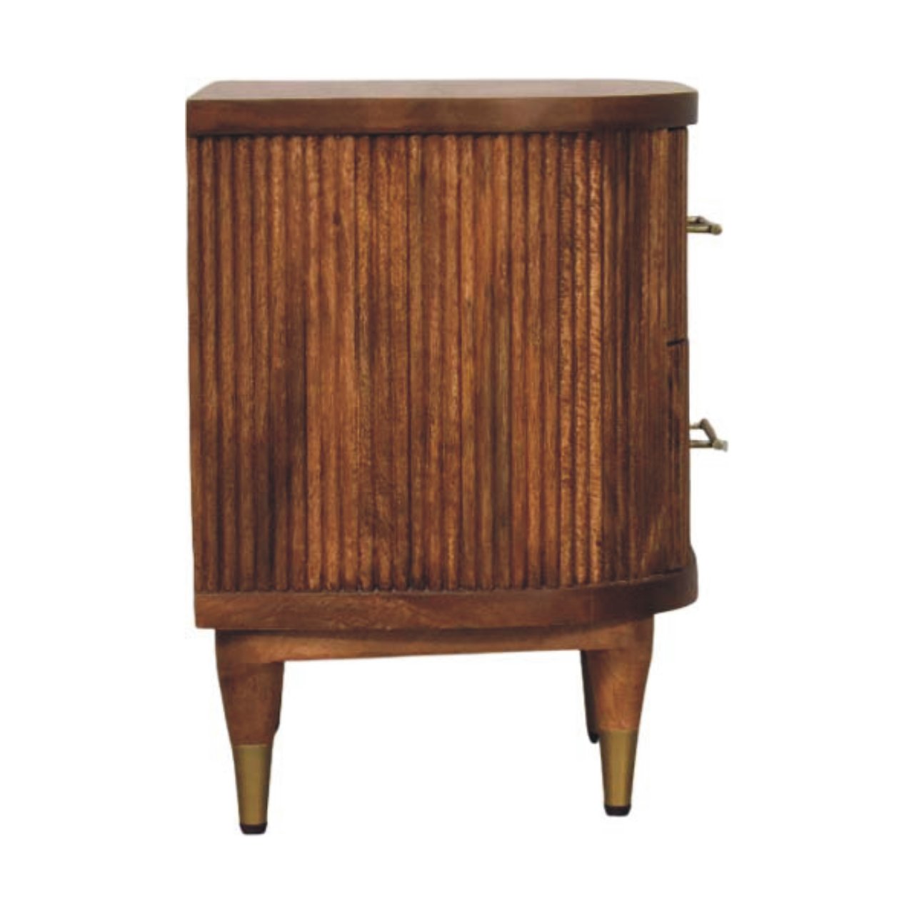Ribbed Bedside with Brass Accents Bedside Table