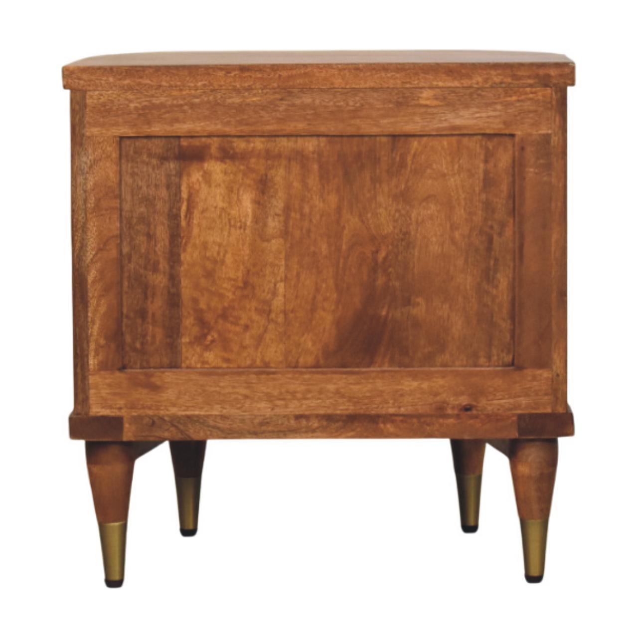 Ribbed Bedside with Brass Accents Bedside Table