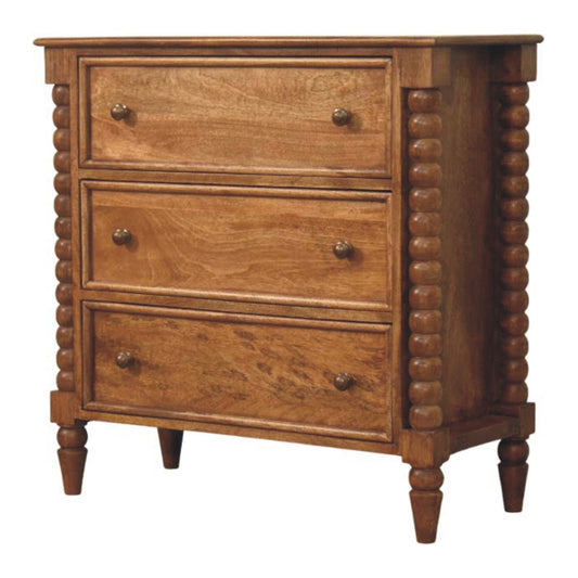 Spindle Chest of Drawers | Oak Solid Mango Wood