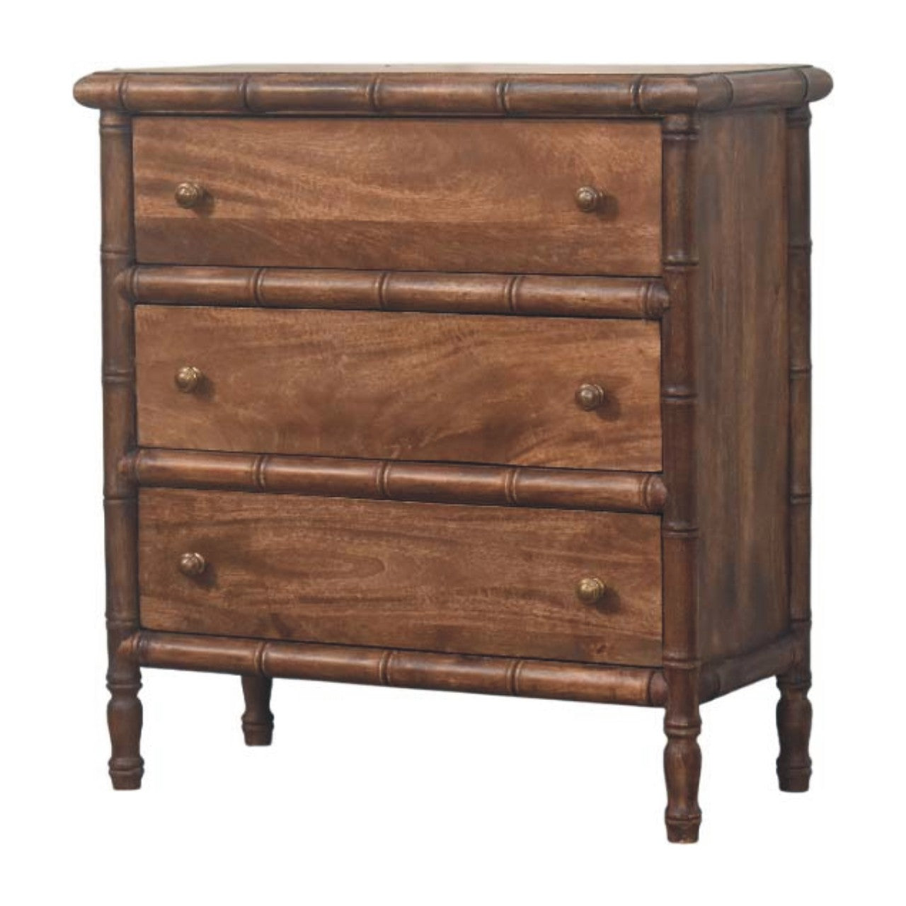 Bamboo Carved 3-Drawer Chest of Drawers