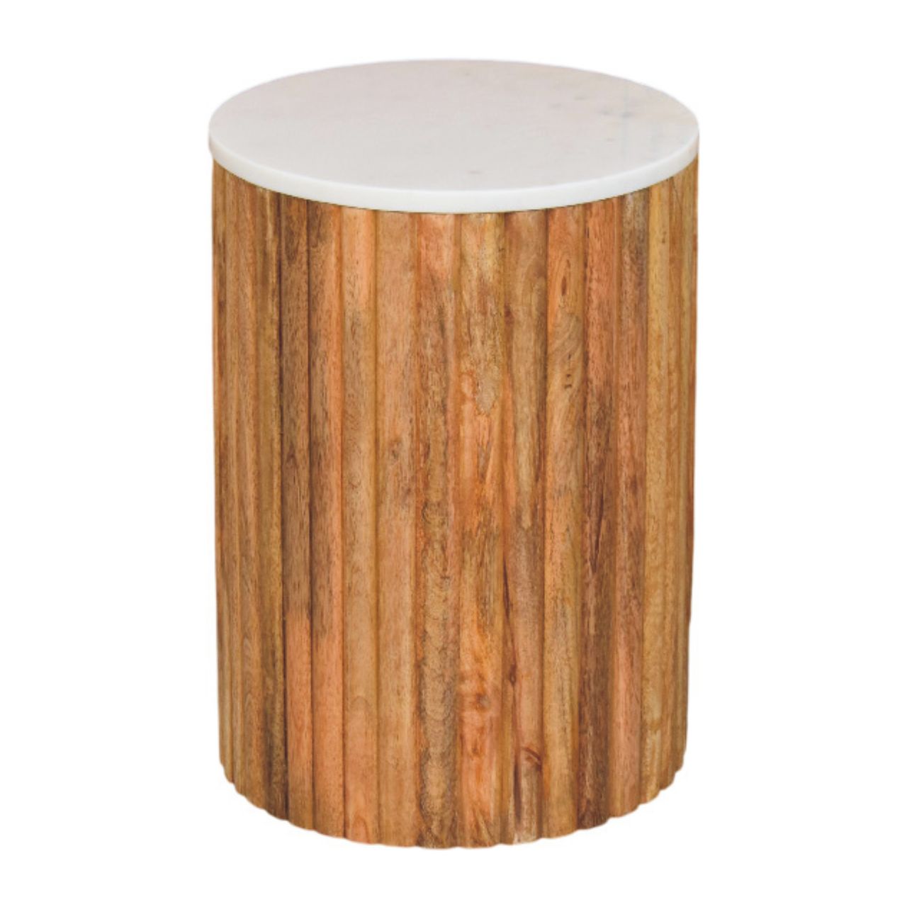 Fluted Marble Side Table Accent Piece