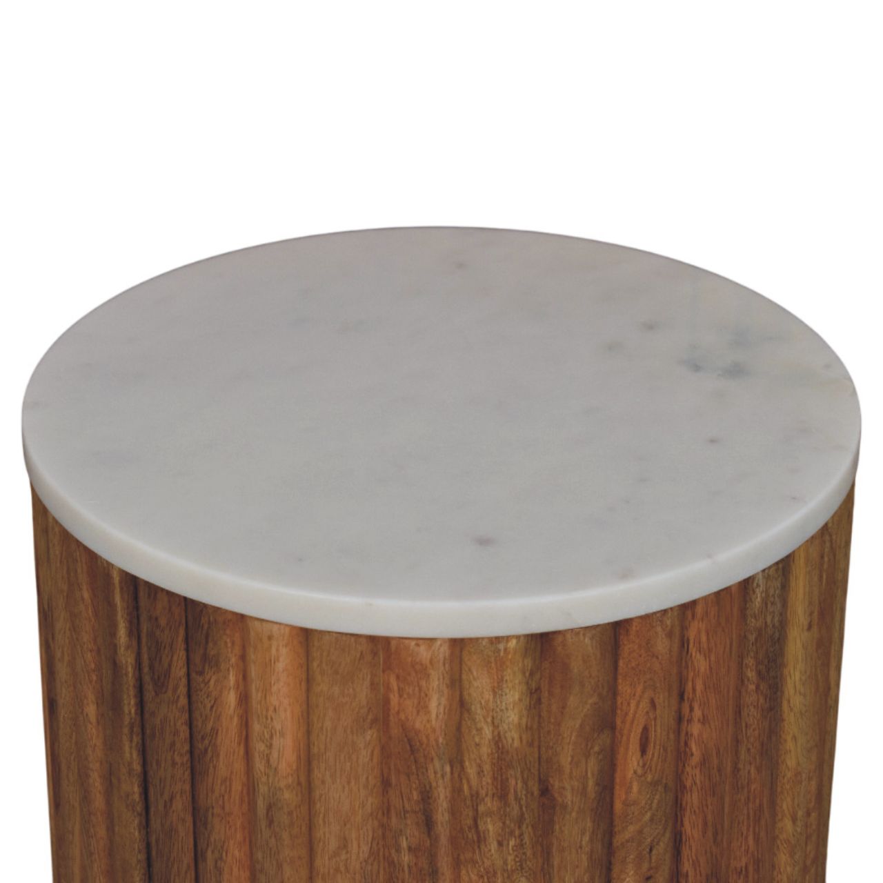 Fluted Marble Side Table Accent Piece