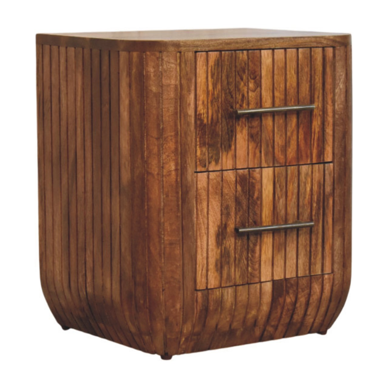 Fluted Bedside with Drawers Bedside Table