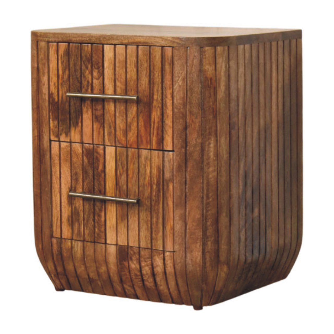 Fluted Bedside with Drawers Bedside Table