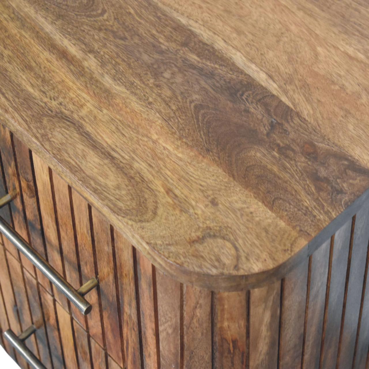 Fluted Bedside with Drawers Bedside Table