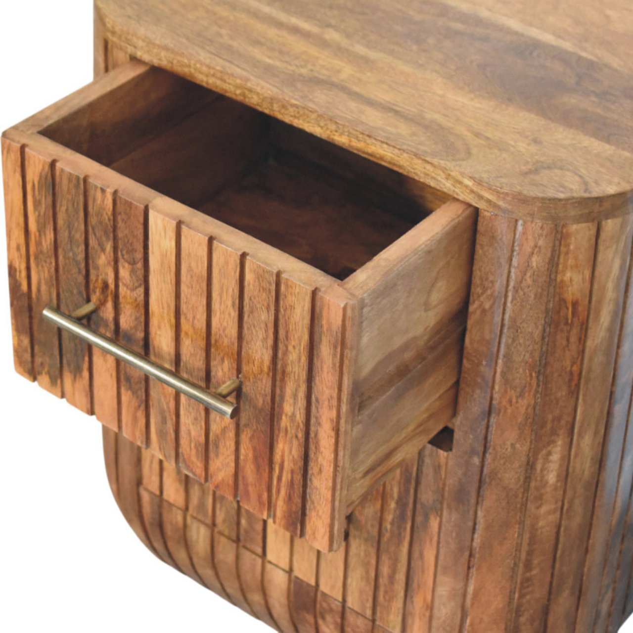Fluted Bedside with Drawers Bedside Table