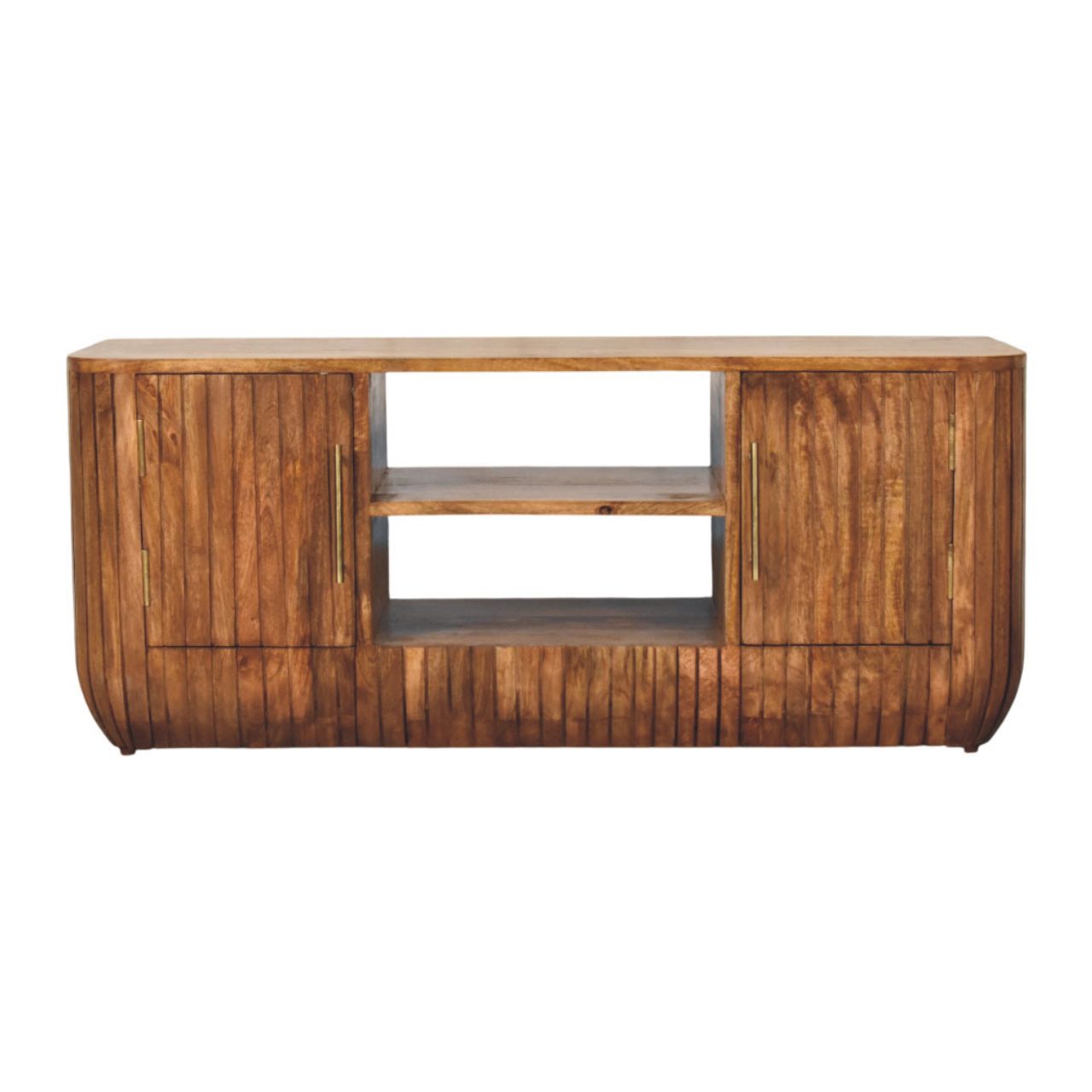 Fluted Media Console with Shelves Console Table