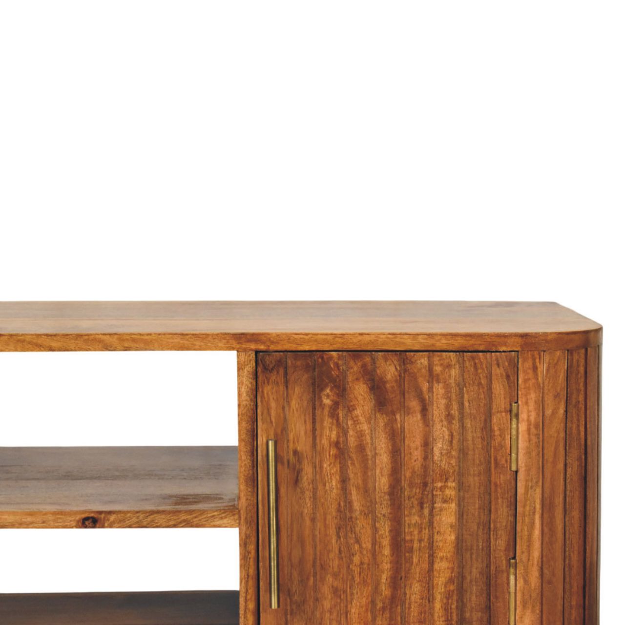 Fluted Media Console with Shelves Console Table
