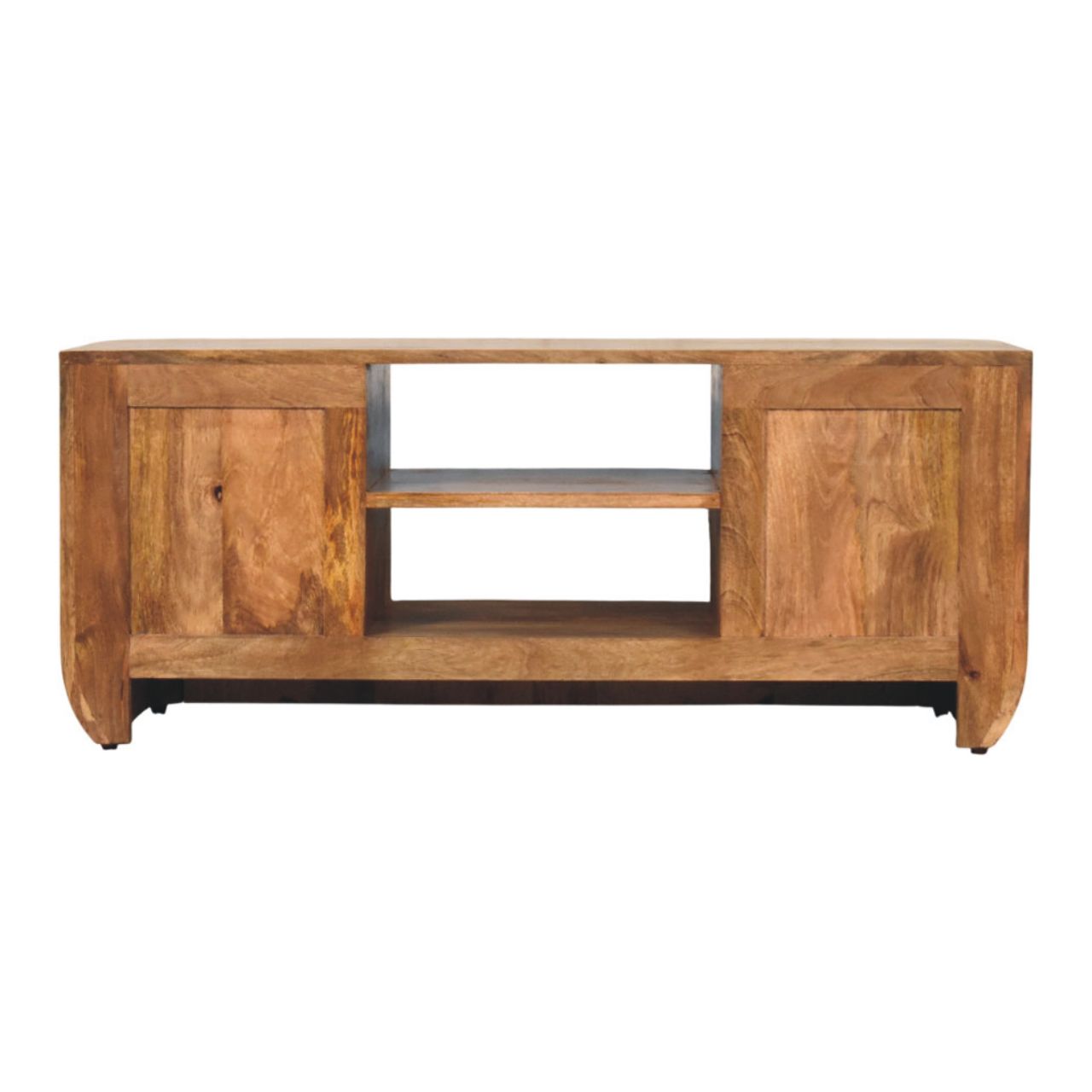 Fluted Media Console with Shelves Console Table