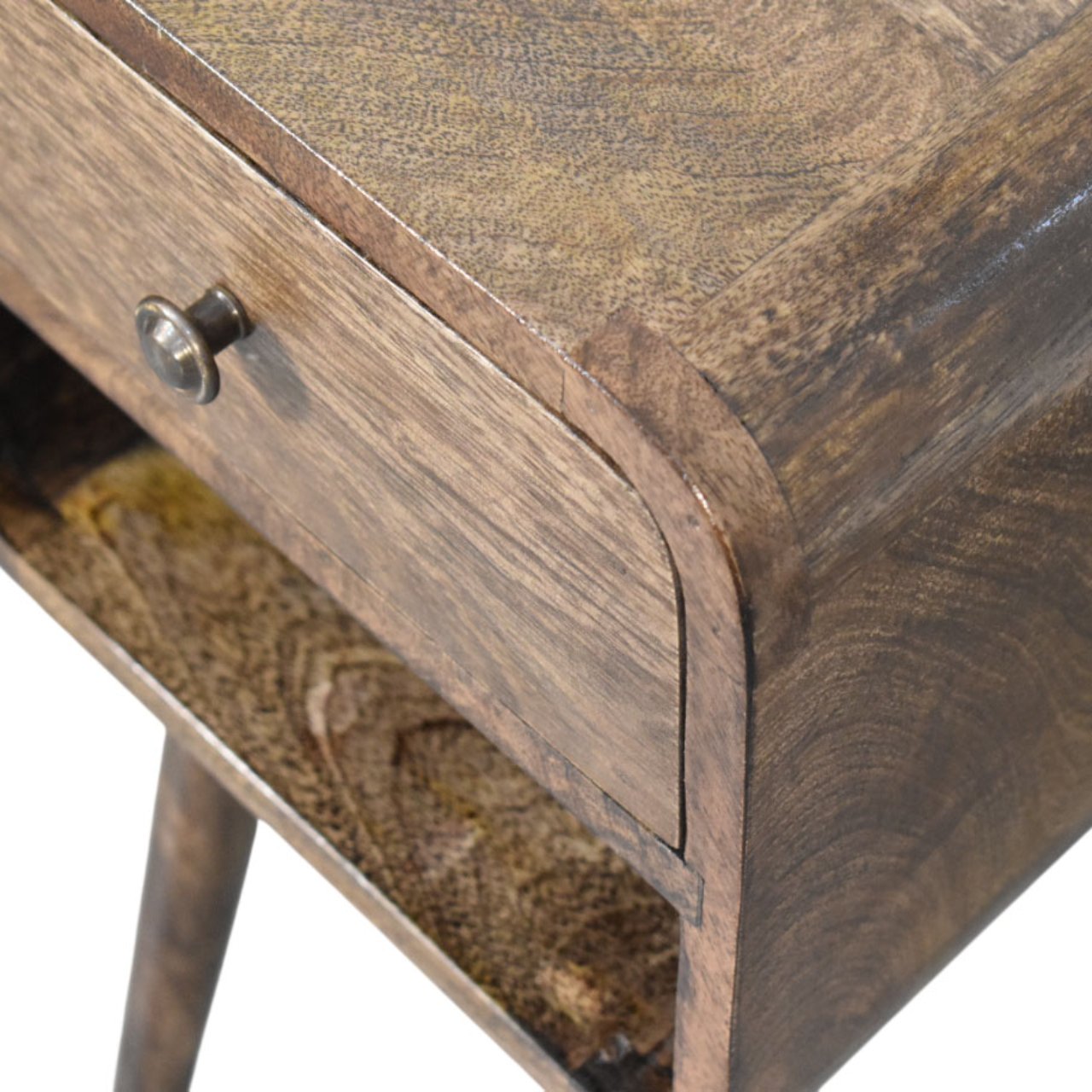 Rounded Open Shelf Bedside Table