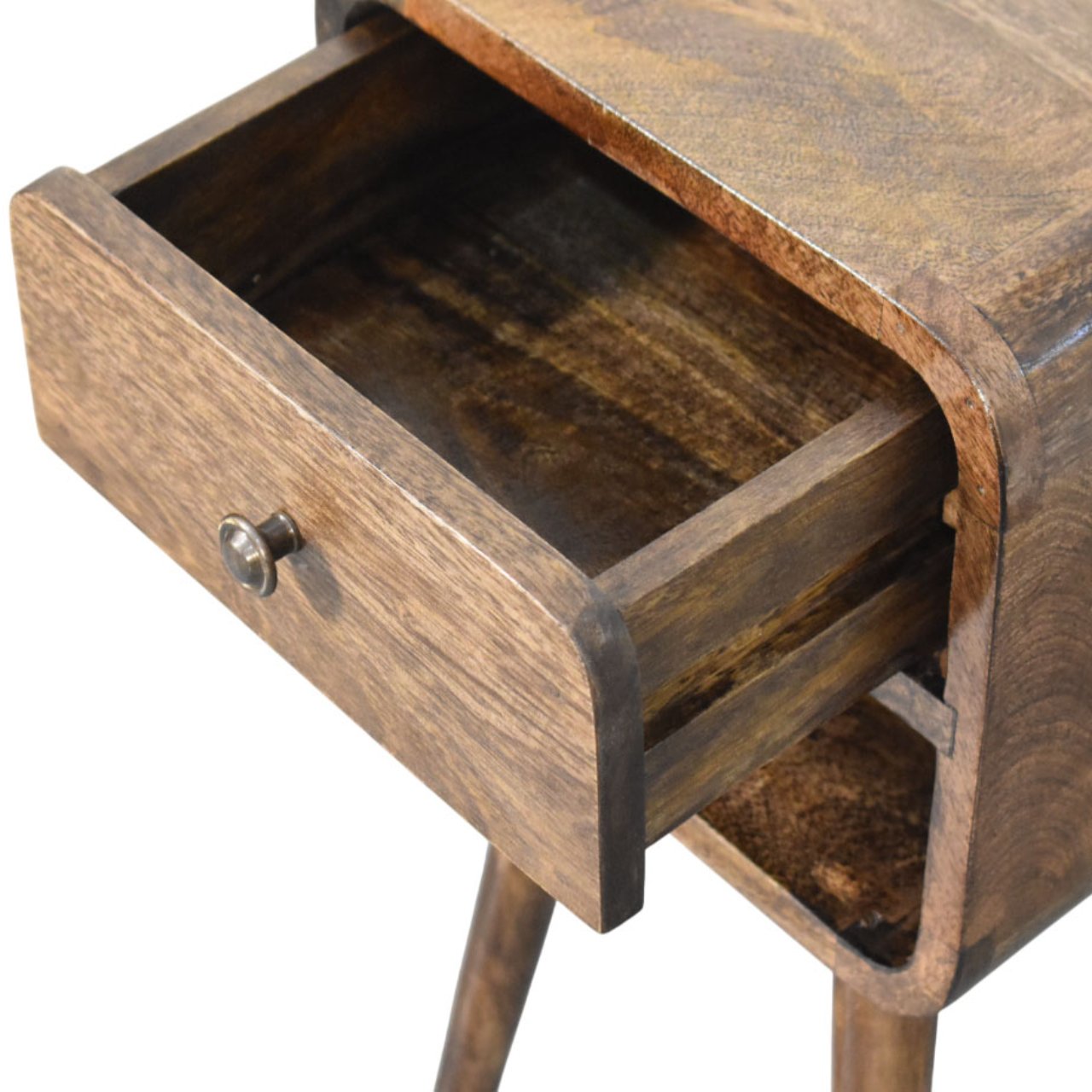 Rounded Open Shelf Bedside Table
