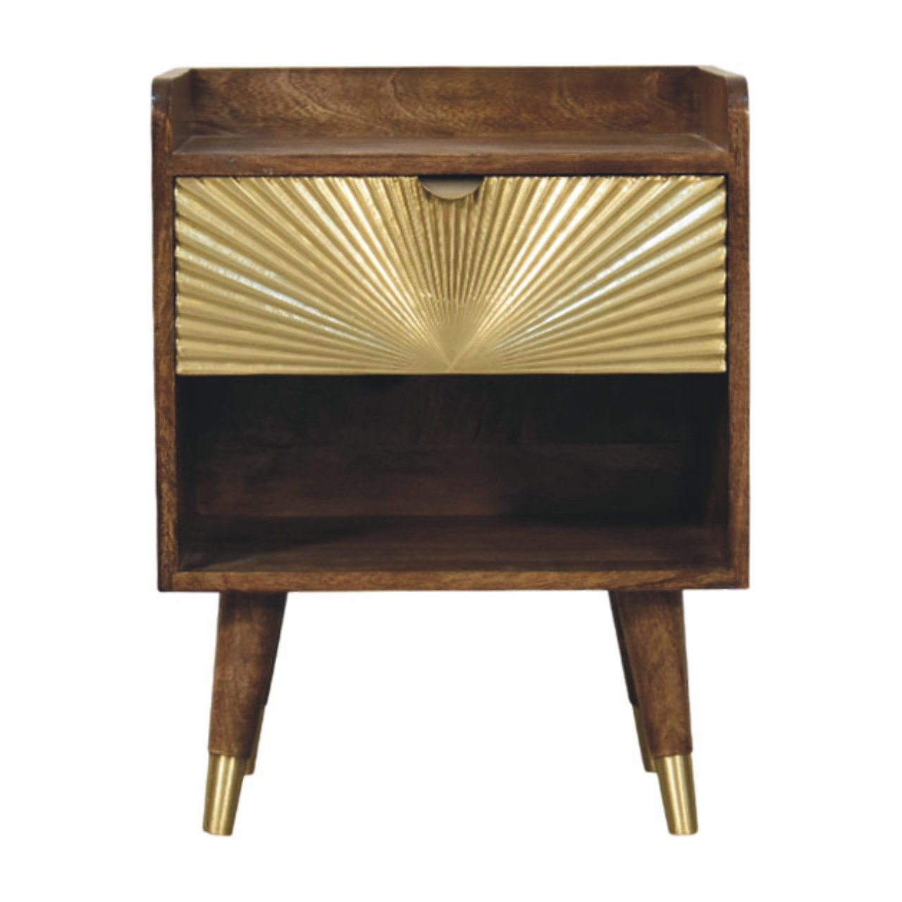 Sunburst Brass Inlay Bedside Table