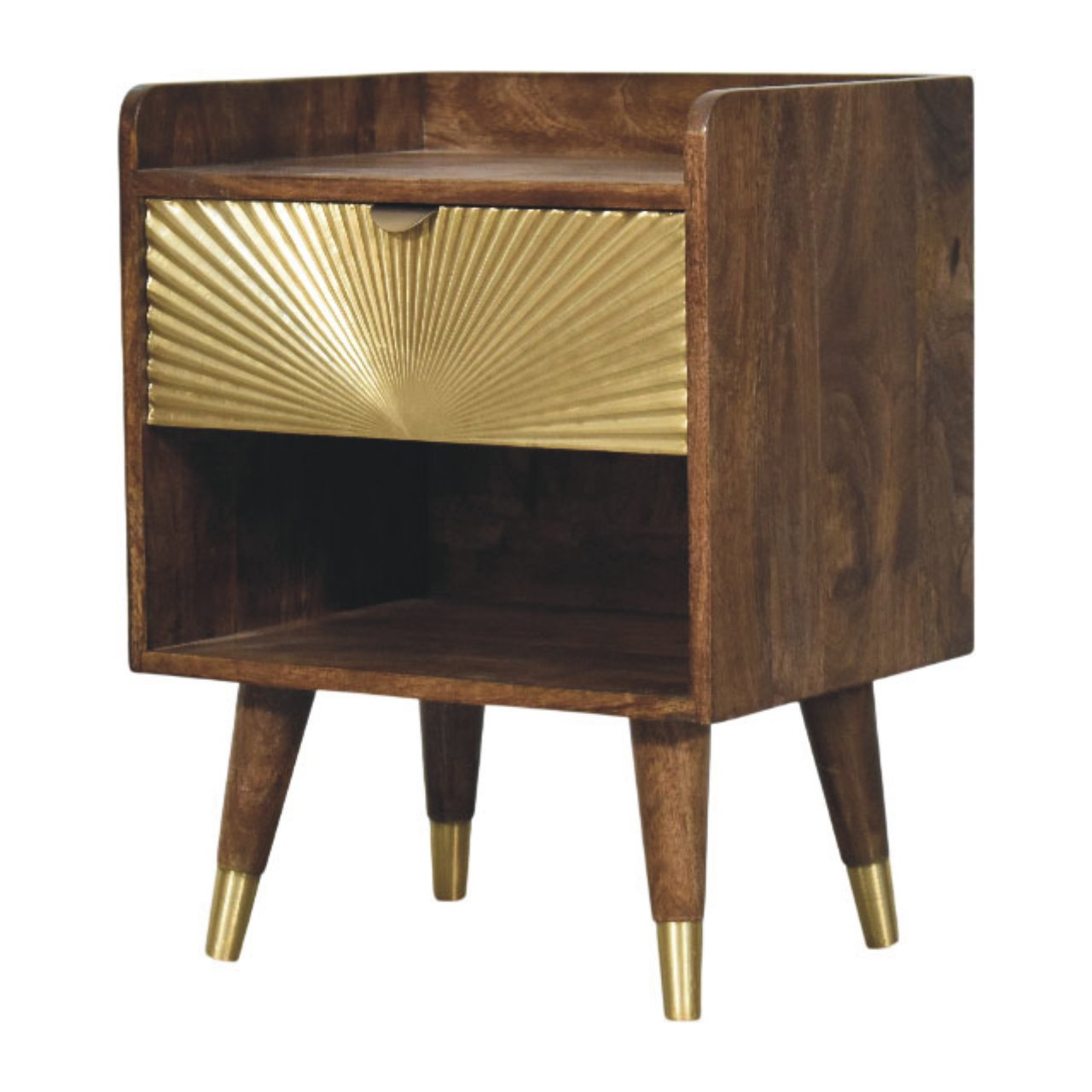 Sunburst Brass Inlay Bedside Table