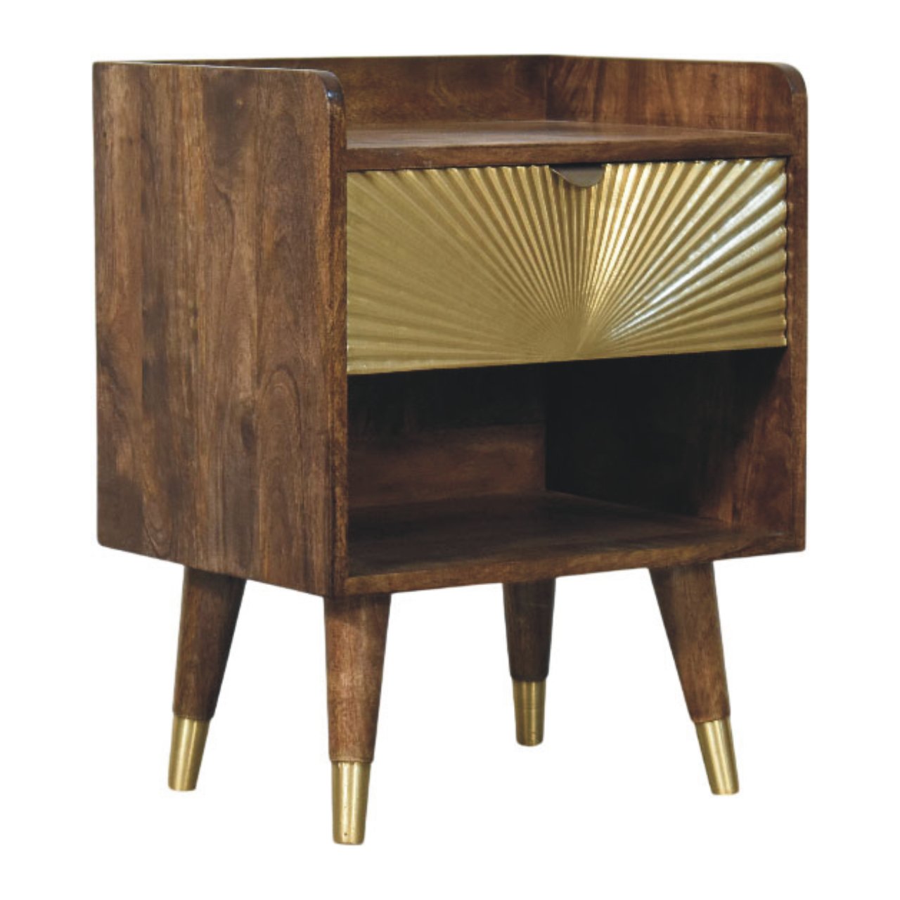 Sunburst Brass Inlay Bedside Table
