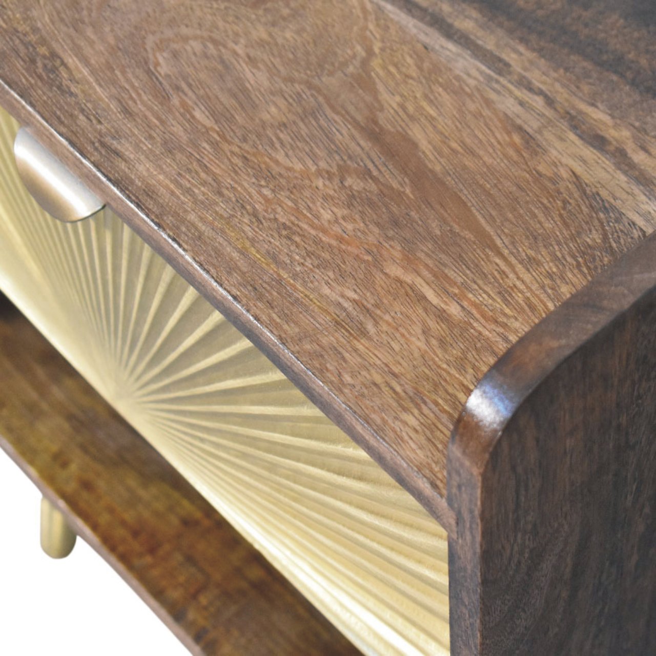 Sunburst Brass Inlay Bedside Table