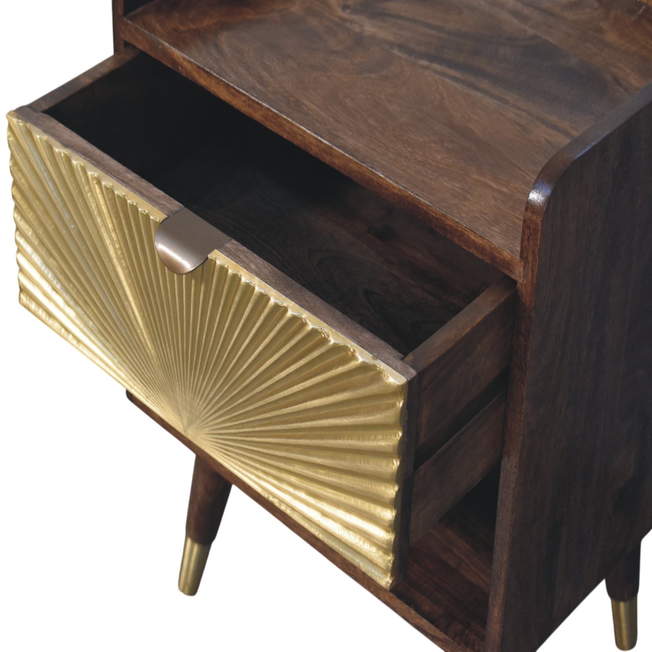 Sunburst Brass Inlay Bedside Table