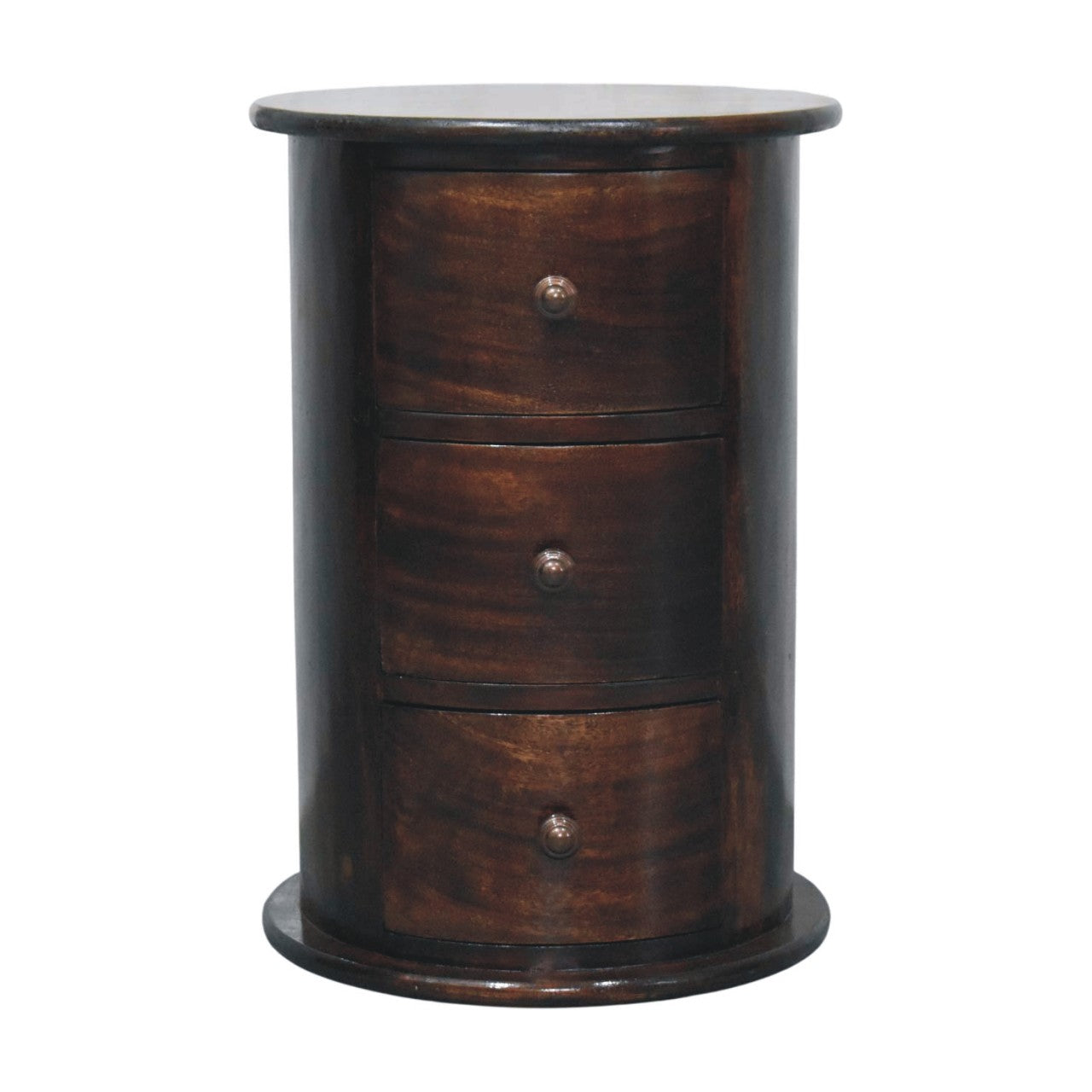 California Walnut Drum 3 Drawer Chest