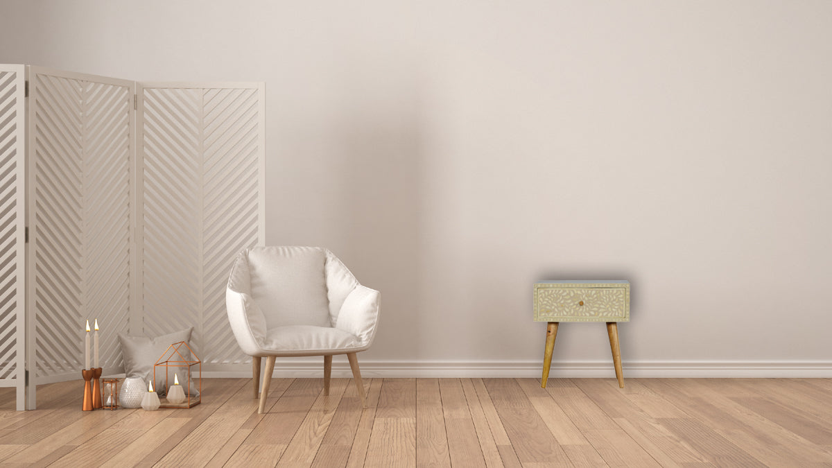 Floral Bone Inlay Bedside