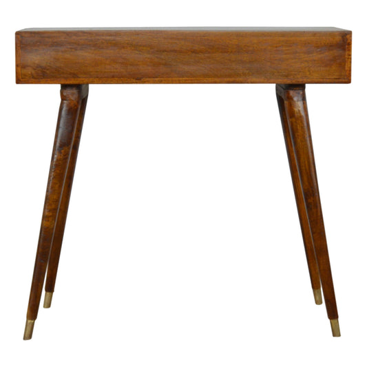Sunrise Gold Carved Writing Desk | Chestnut Mango Wood Hand-Carved