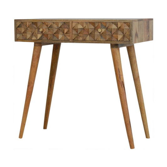 Diamond Carved Console Table | Oak Solid Mango Wood Hand-Carved