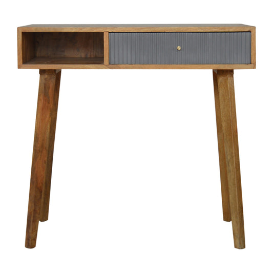 Grey Line Carved Writing Desk | Hand-Carved