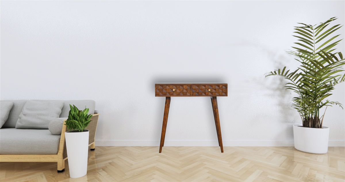 Chestnut Diamond Carve Console