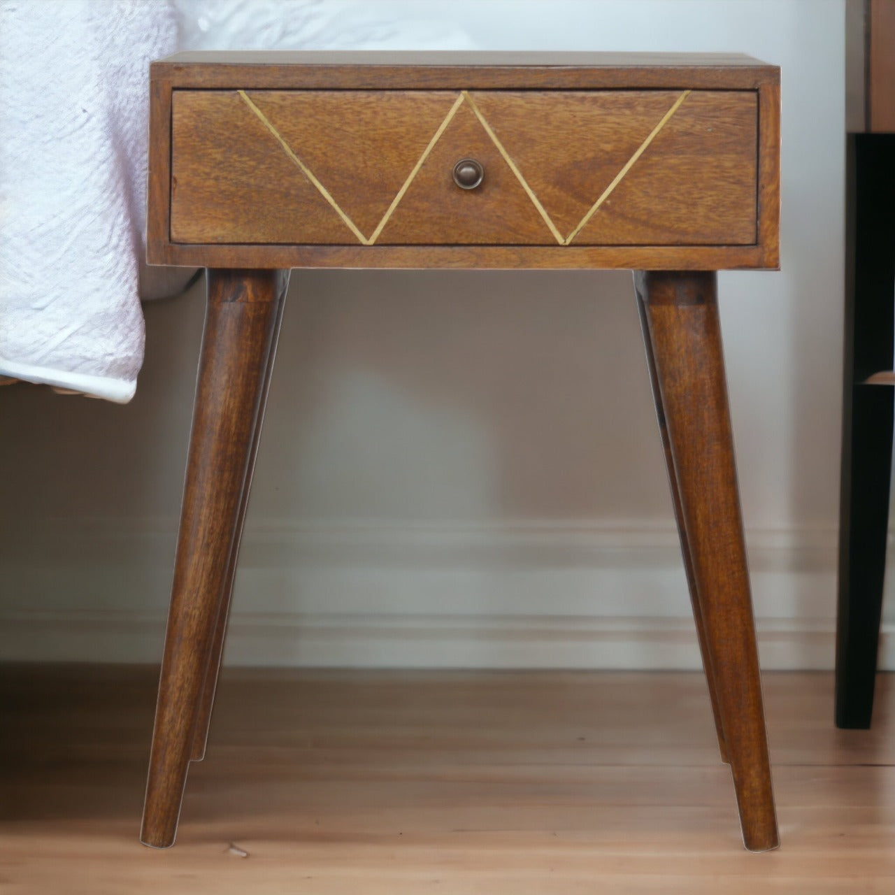 Geometric Brass Inlay Bedside