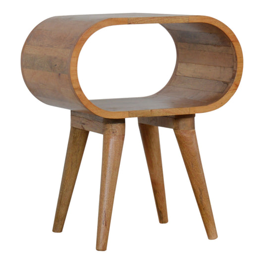 Circular Open Bedside Table | Oak Solid Mango Wood