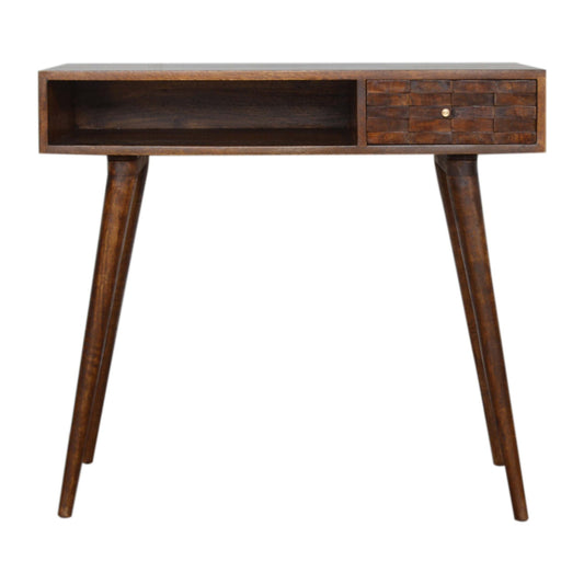 Chestnut Tile Writing Desk | Hand-Carved