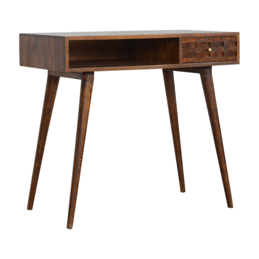 Chestnut Tile Writing Desk | Hand-Carved