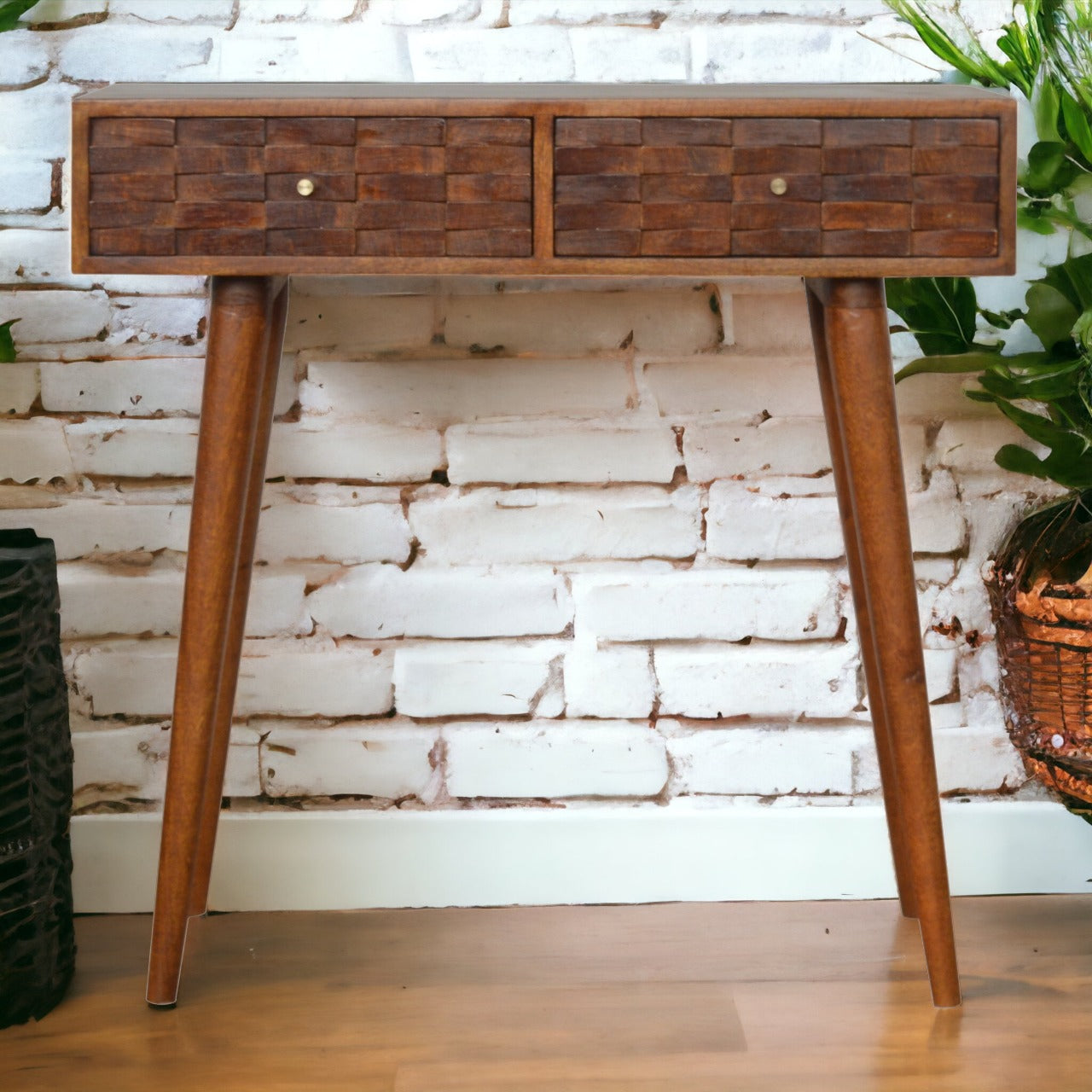 Tile Carve Chestnut Console