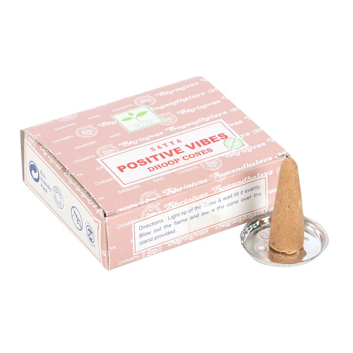12 Packs of  Positive Vibes Dhoop Incense Cones by Satya
