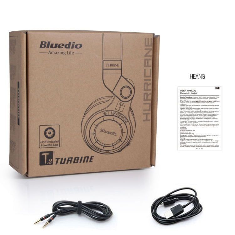 Bluedio T2 Turbine Wireless Bluetooth 4.1 Stereo Headphones Headset with Mic, For iPhone, Samsung, Huawei, Xiaomi, HTC and Other Smartphones, All Audio Devices(Black)