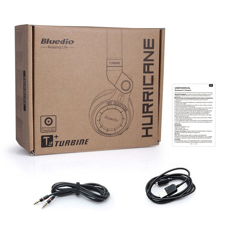 Bluedio T2+ Turbine Wireless Bluetooth 4.1 Stereo Headphones Headset with Mic & Micro SD Card Slot & FM Radio, For iPhone, Samsung, Huawei, Xiaomi, HTC and Other Smartphones, All Audio Devices(White)