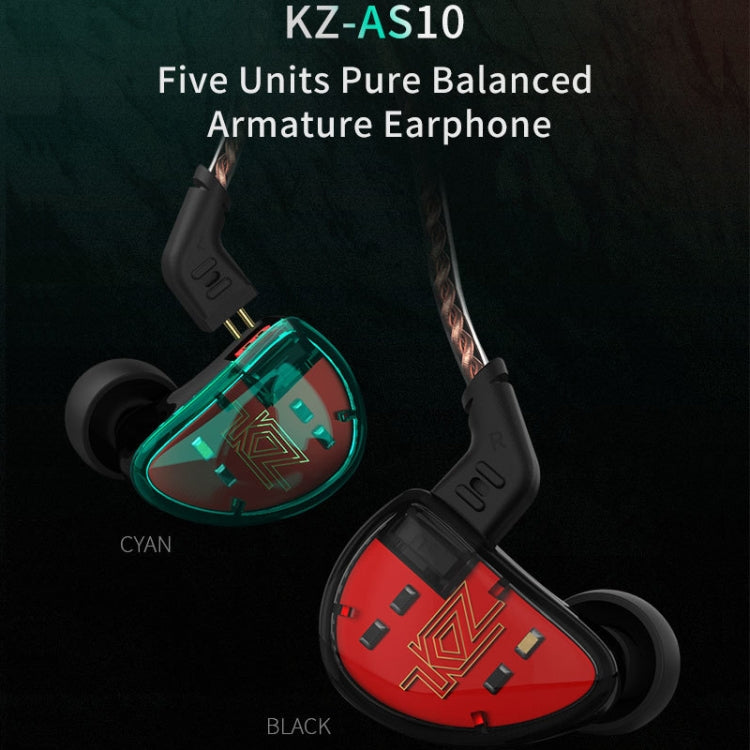 KZ AS10 Ten Unit Moving Iron In-ear HiFi Earphone without Microphone(Cyan)