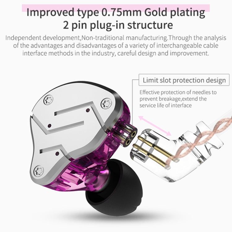 KZ ZSN Circle Iron Moving Iron Quad-core Wired Control In-ear Mega Bass HiFi Earphone without Microphone (Black)