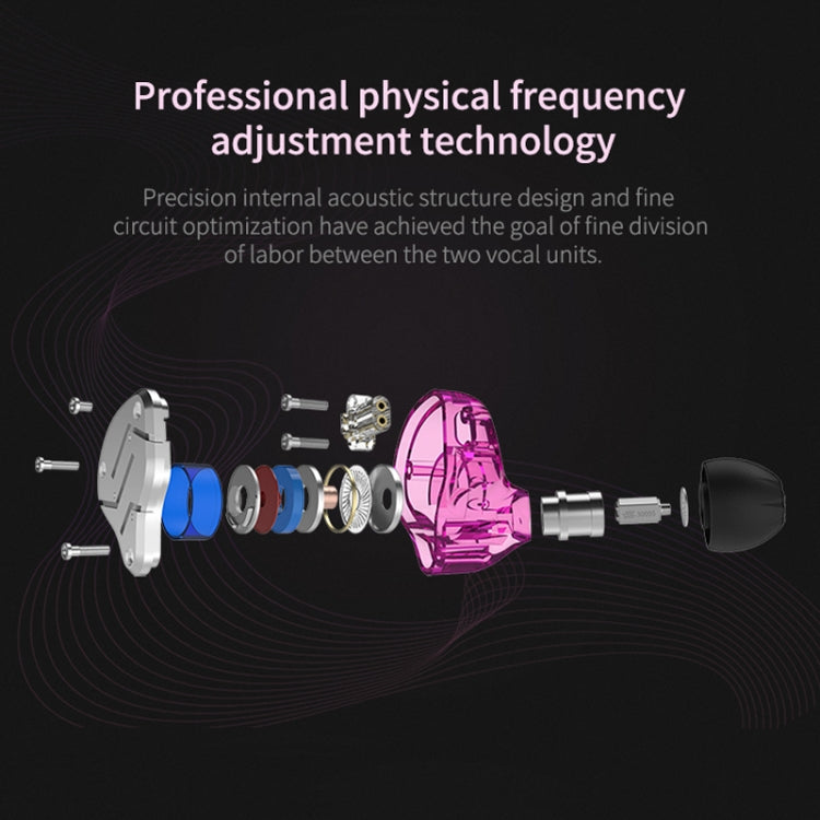 KZ ZSN Circle Iron Moving Iron Quad-core Wired Control In-ear Mega Bass HiFi Earphone without Microphone (Cyan)