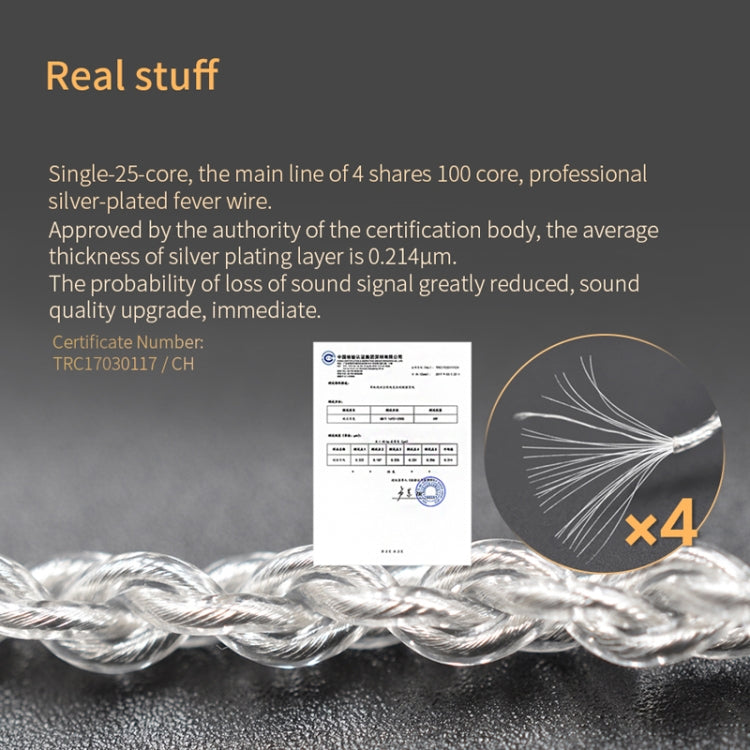 KZ A 8 Pin Oxygen-free Copper Silver Plated Upgrade Cable for KZ ZS3 / ZS4 / ZS5 / ZS6 / ZSA Earphones(White)