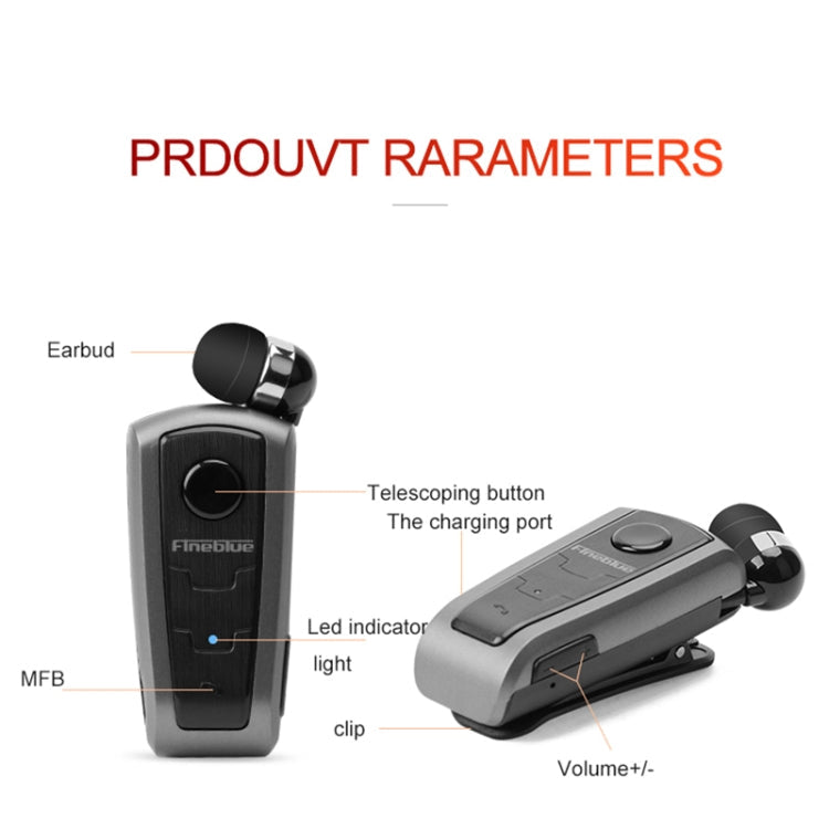 Fineblue F910 CSR4.1 Retractable Cable Caller Vibration Reminder Anti-theft Bluetooth Headset(Silver)
